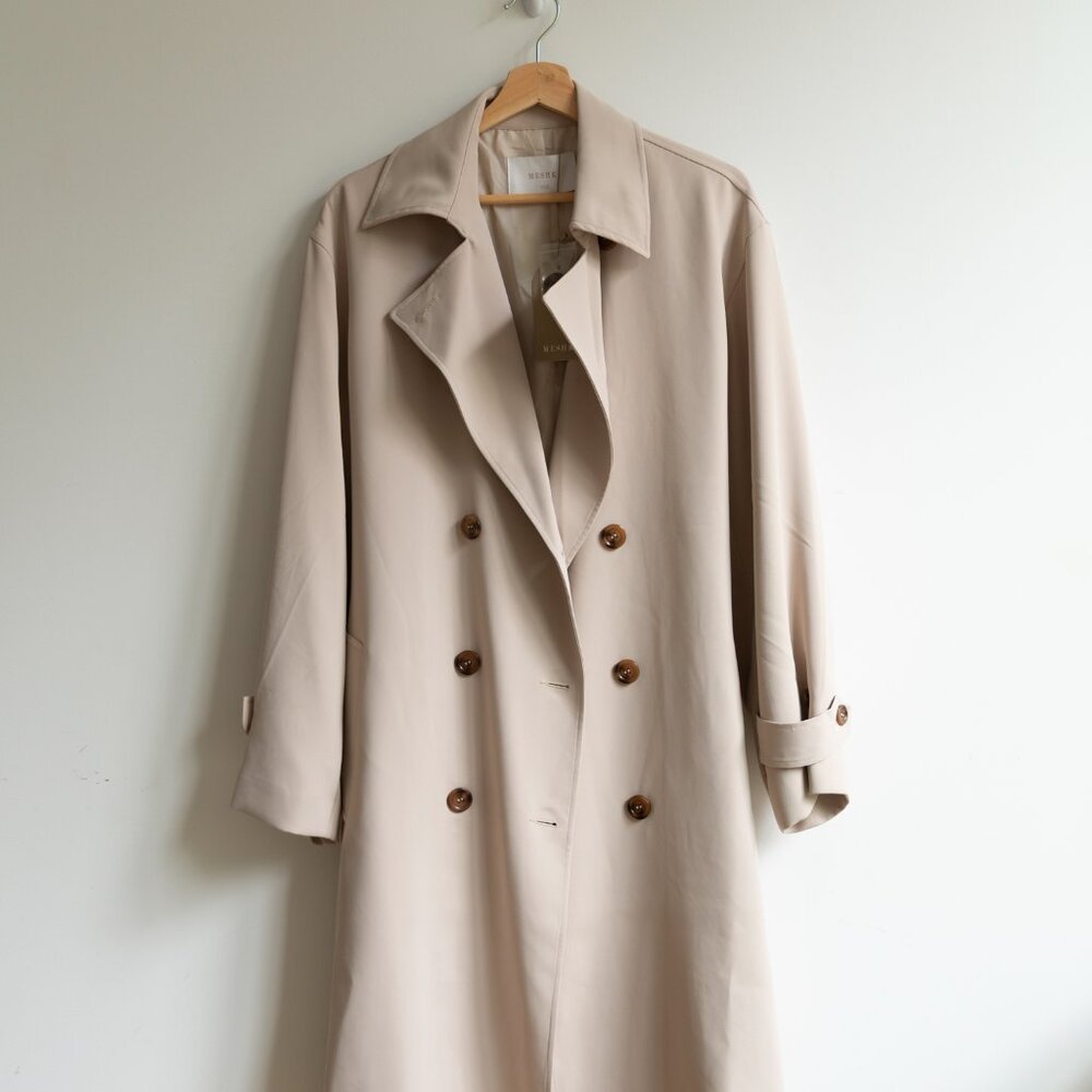 MESHKI Keily Super Oversize Trench Coat – Bone (NWT)
